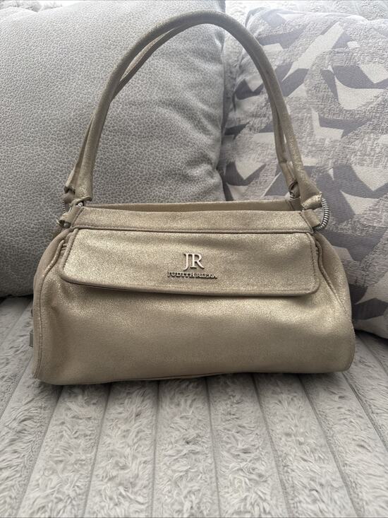 Judith Ripka Handbags - VINTAGE JUDITH RIPKA "JANE" GOLDEN METALLIC LEATHER EAST-WEST HANDBAG. Read